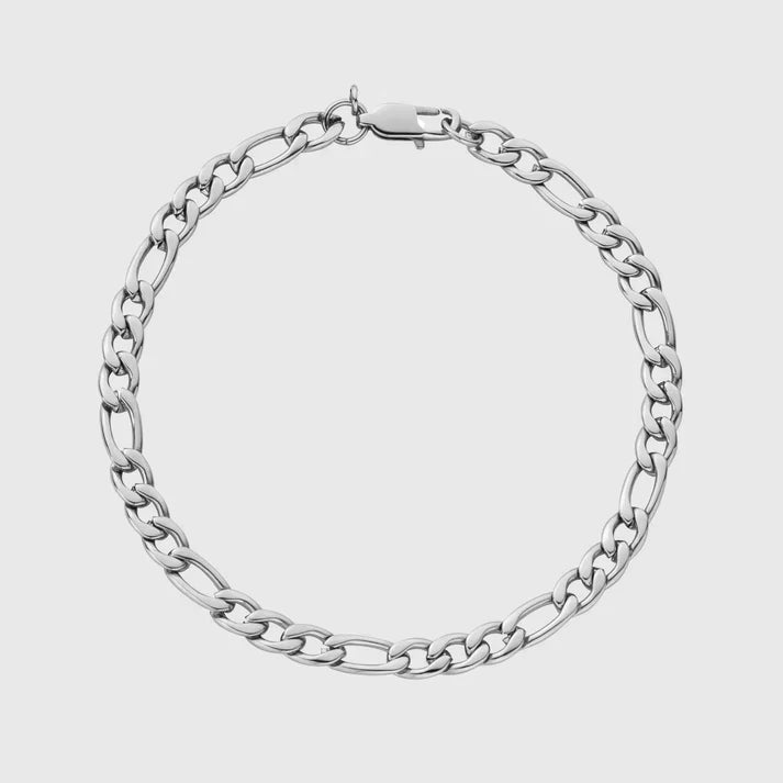 "FIGARO" 5MM BRACELET - WHITE GOLD