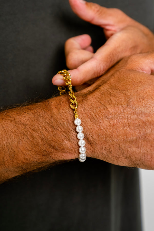 CUBAN PEARL BRACELET - GOLD