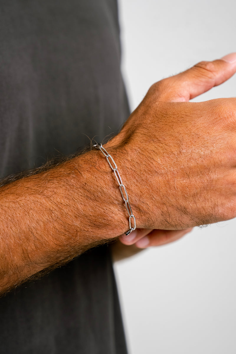 PAPERCLIP CHAIN BRACELET - WHITE GOLD