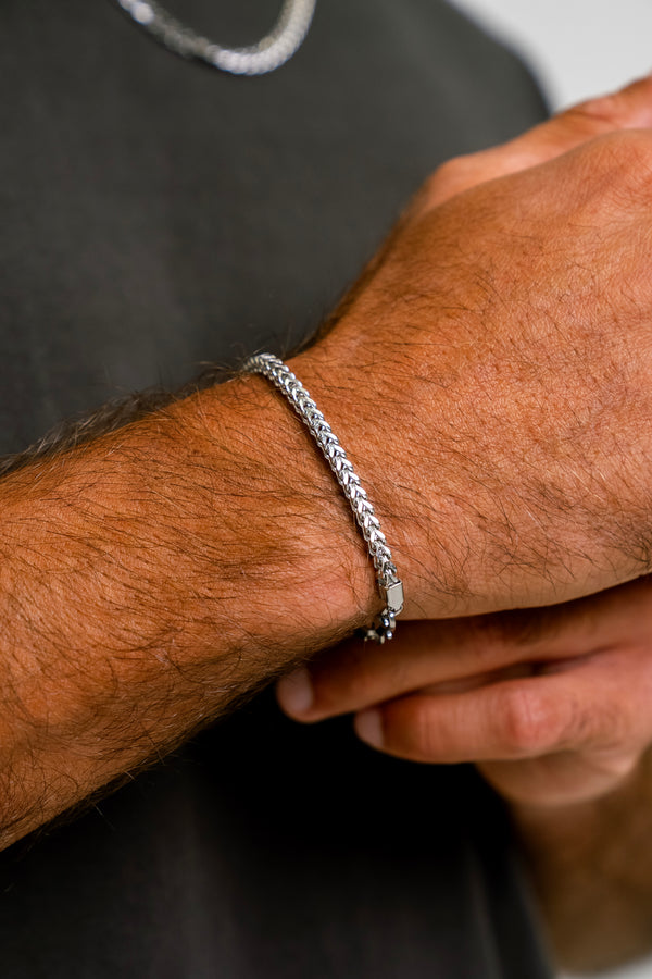 FRANCO 3MM BRACELET - WHITE GOLD