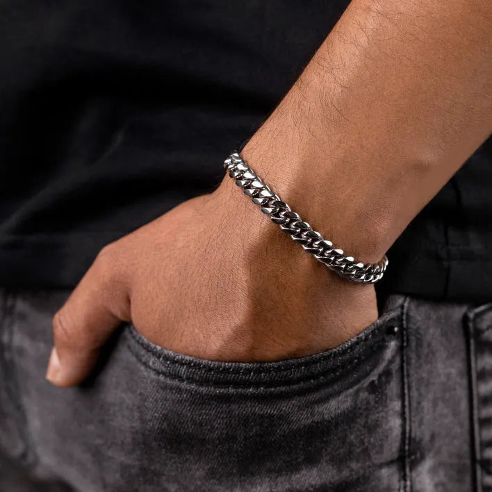 "CUBAN" 8MM BRACELET - WHITE GOLD