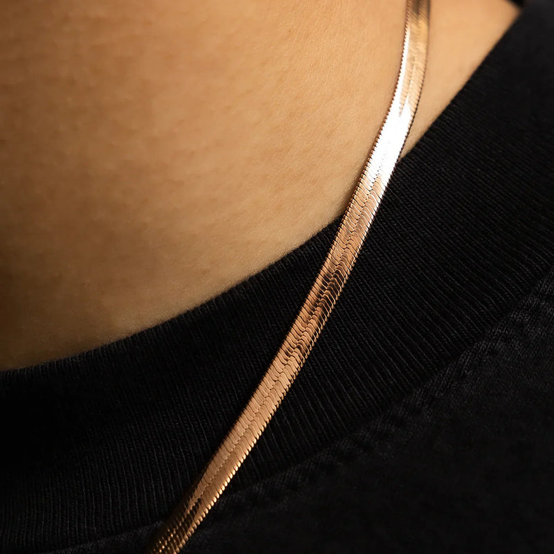 4MM HERRINGBONE CHAIN - GOLD