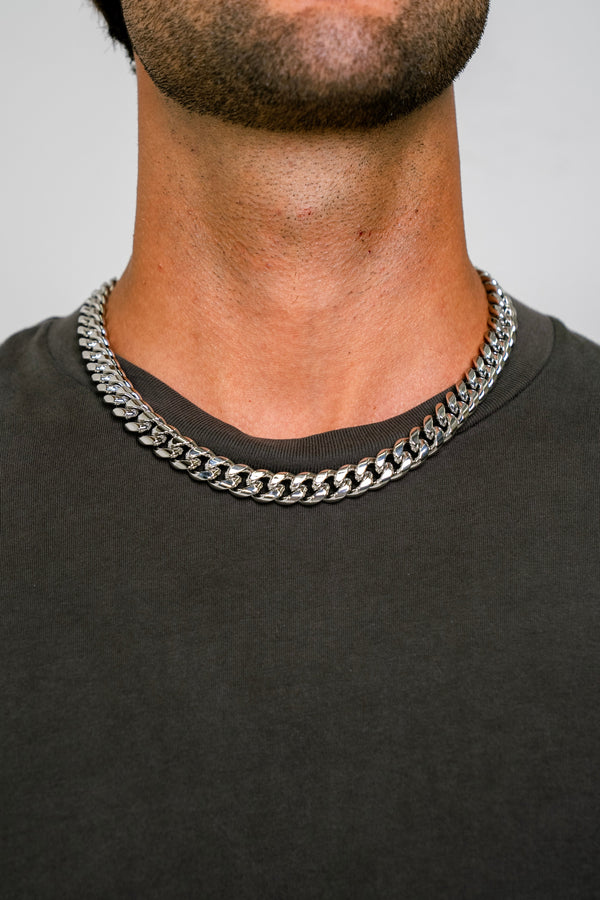 CUBAN 12MM CHAIN - WHITE GOLD