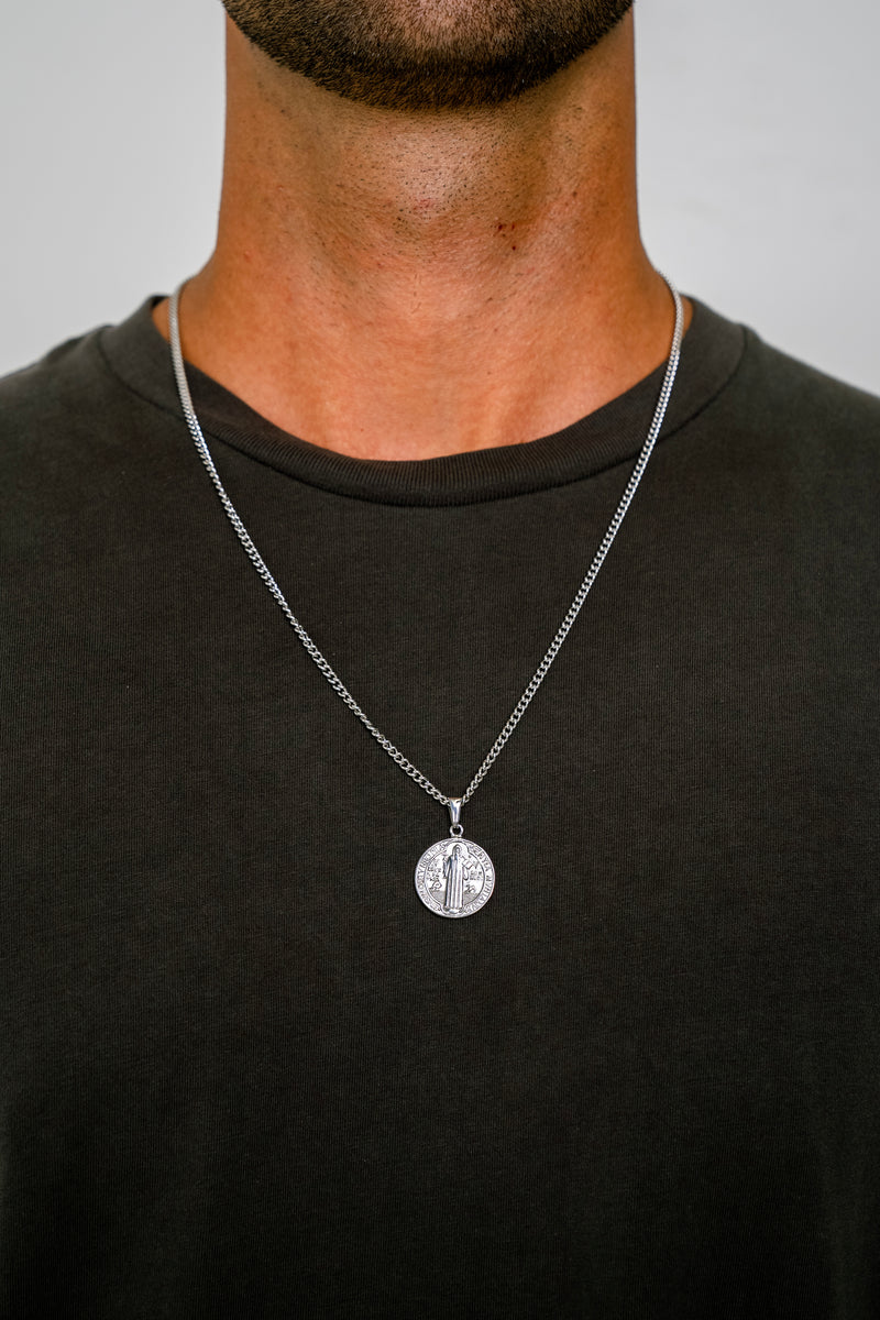 "ST BENEDICT" PENDANT - WHITE GOLD