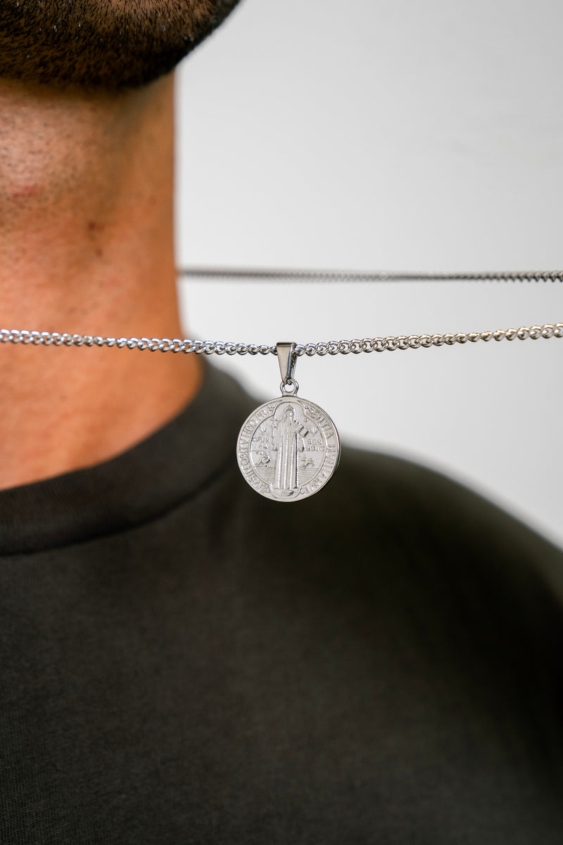 "ST BENEDICT" PENDANT - WHITE GOLD