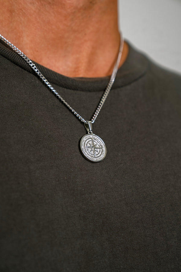 "COMPASS" PENDANT - WHITE GOLD