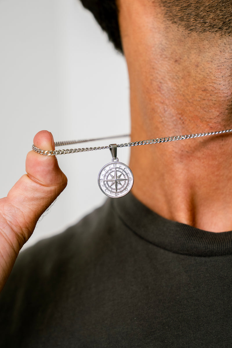 "COMPASS" PENDANT - WHITE GOLD