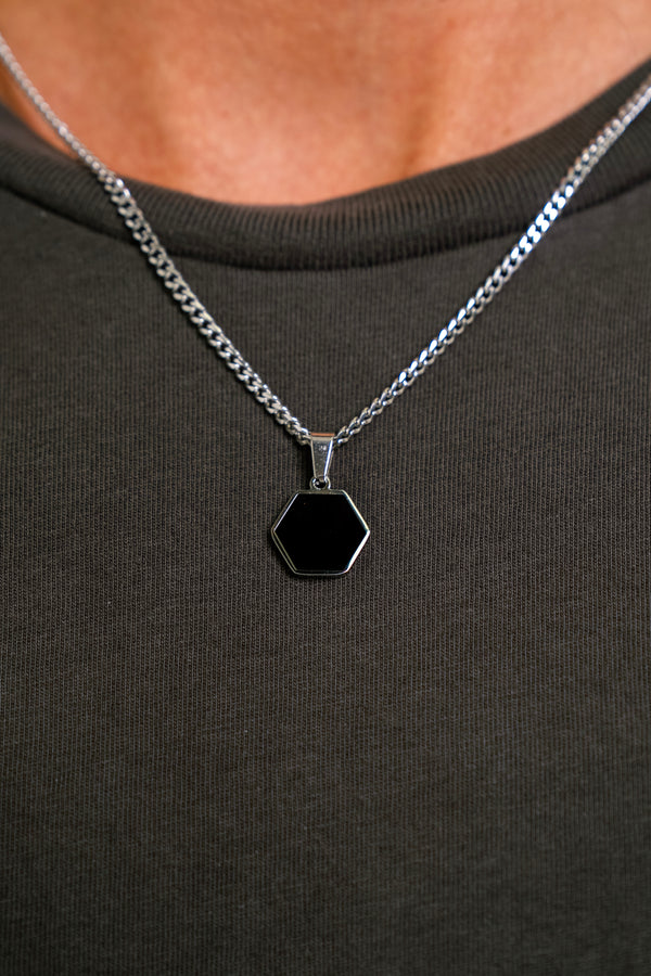 "MALÉFICE" ONYX PENDANT - WHITE GOLD