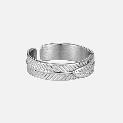 "AZA" FEATHER RING - WHITE GOLD