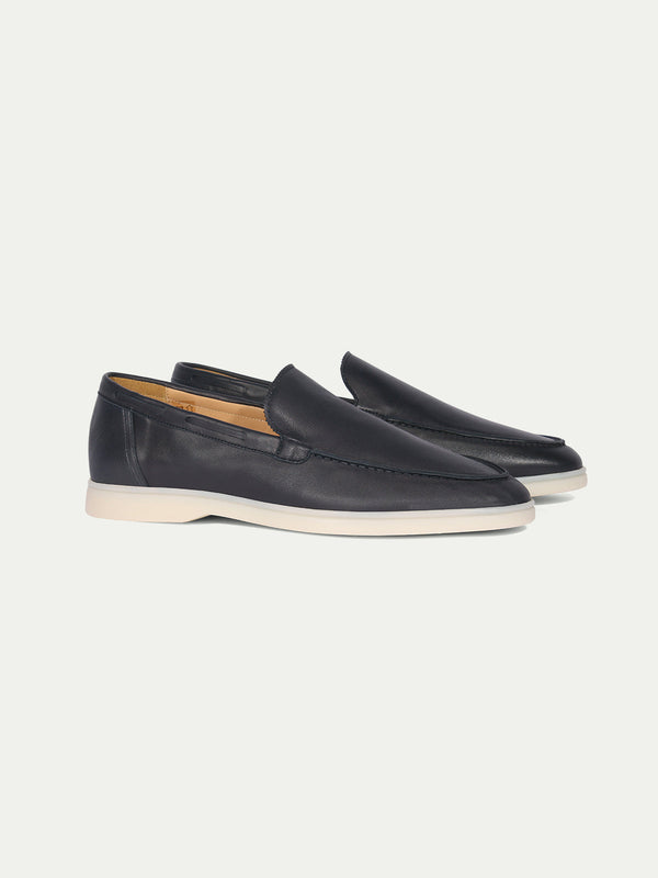 "Navy" - Leather Yacht Loafers