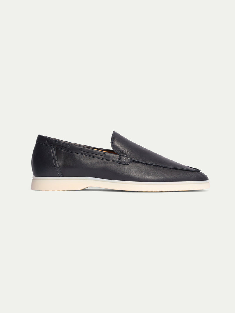 "Navy" - Leather Yacht Loafers