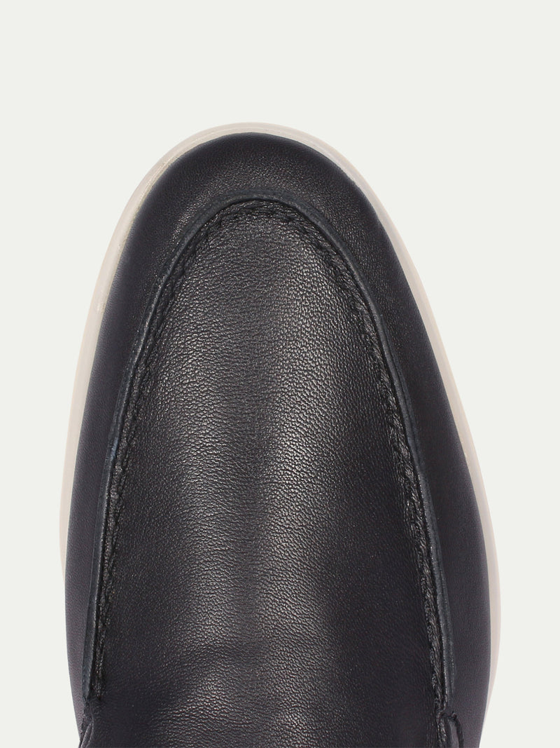 "Navy" - Leather Yacht Loafers