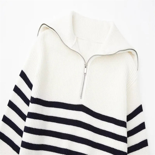 "STRIPED" - ZIP UP SWEATER