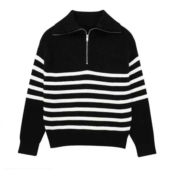 "STRIPED" - ZIP UP SWEATER