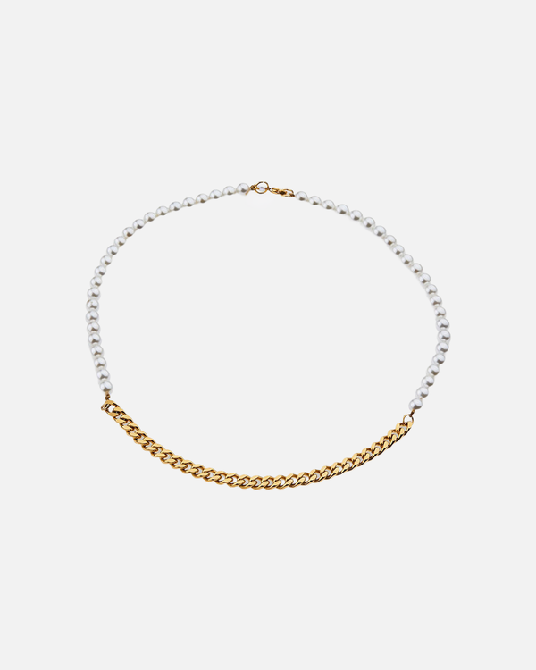 Pearl Cuban Necklace - Gold