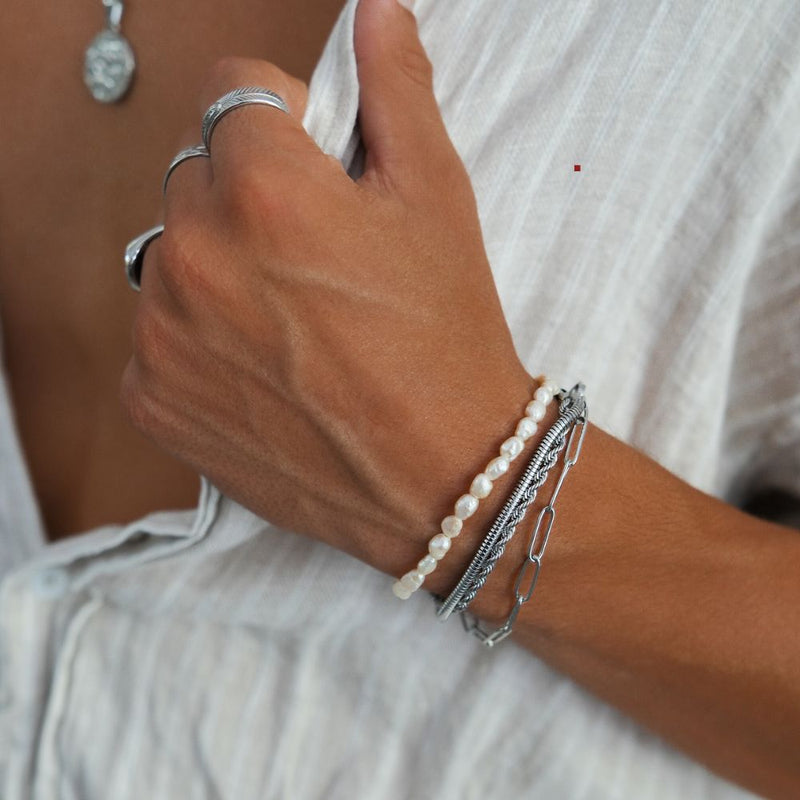 "PAPERCLIP" CHAIN BRACELET - WHITE GOLD