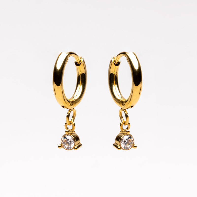 Diamond Drop Hoop Earrings