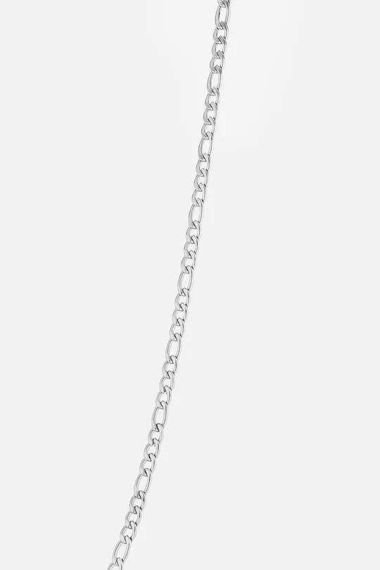 a silver chain is shown on a white background