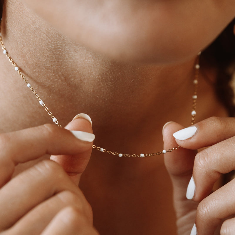 White Beaded Choker