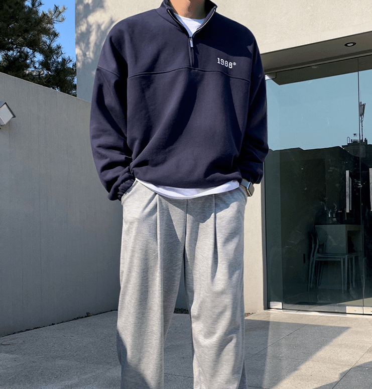 "COLLAR" HALF ZIP-UP PULLOVER SWEATER