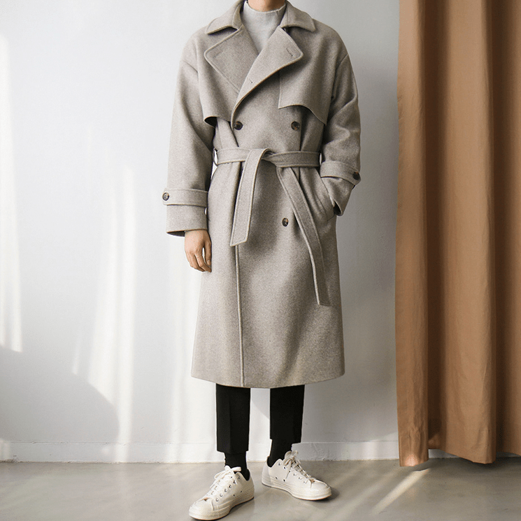 "WOOLEN" COLLAR BELT COAT JK