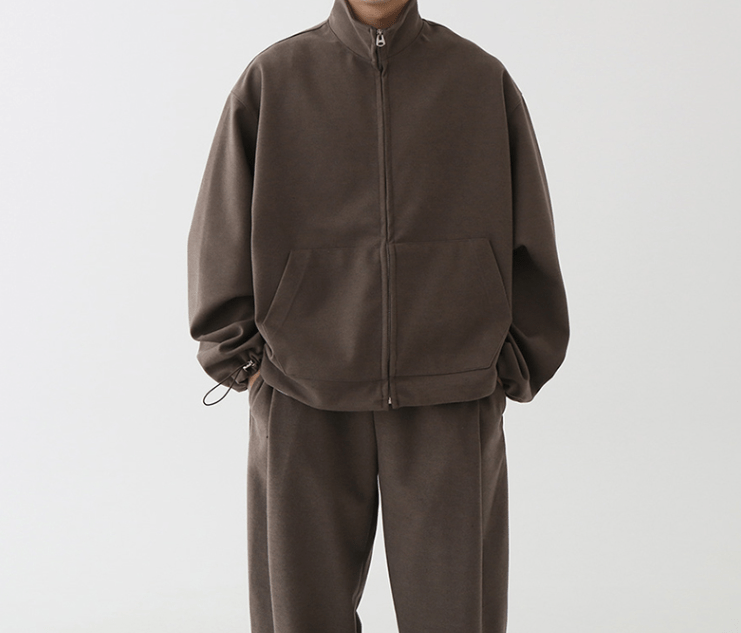 "ZIP-UP" COLLAR JK & WIDE SWEATPANTS