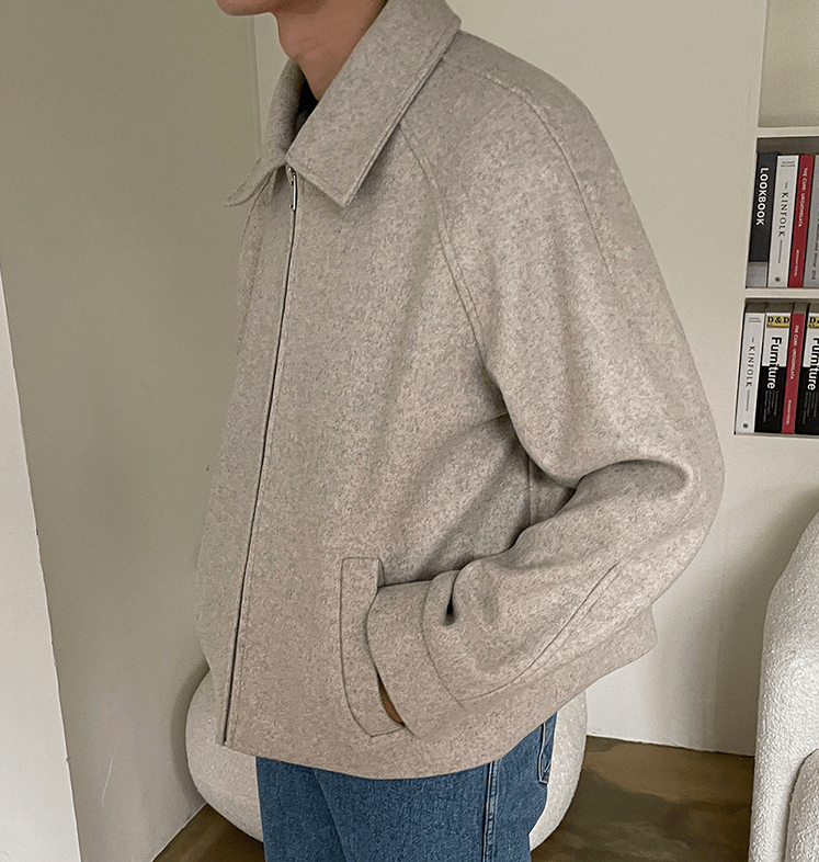 "WOOLEN" ZIP-UP COLLAR JK