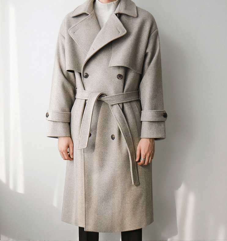 "WOOLEN" COLLAR BELT COAT JK