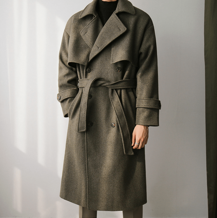 "WOOLEN" COLLAR BELT COAT JK