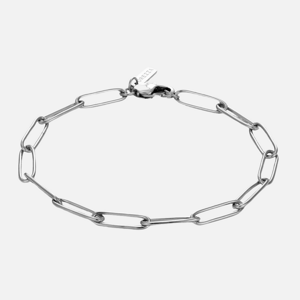 PAPERCLIP CHAIN BRACELET - Solid White Gold