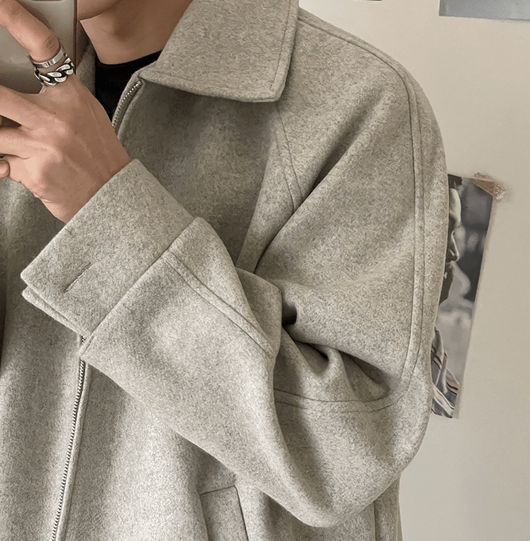 "WOOLEN" ZIP-UP COLLAR JK