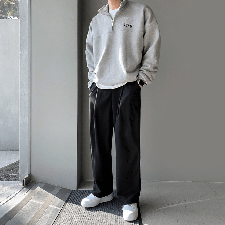 "COLLAR" HALF ZIP-UP PULLOVER SWEATER