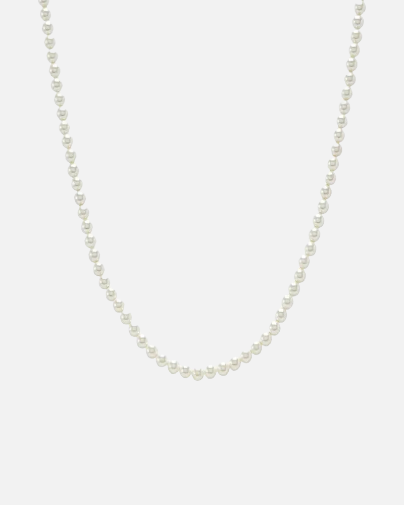 Matsya Pearl String Statement Silver Necklace