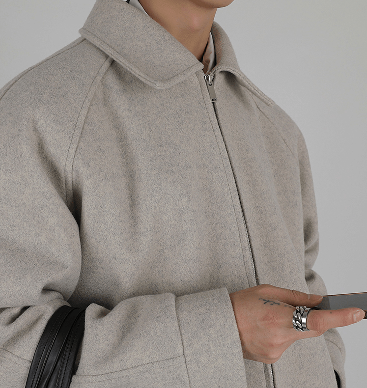 "WOOLEN" ZIP-UP COLLAR JK