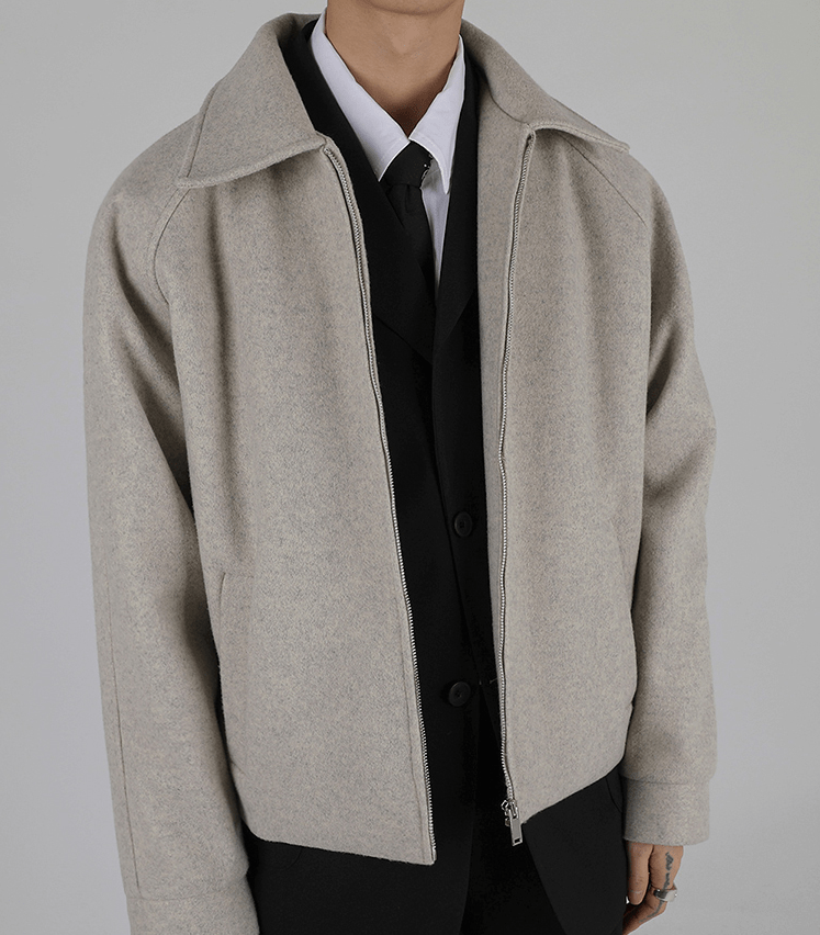 "WOOLEN" ZIP-UP COLLAR JK