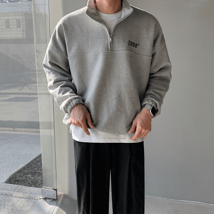 "COLLAR" HALF ZIP-UP PULLOVER SWEATER