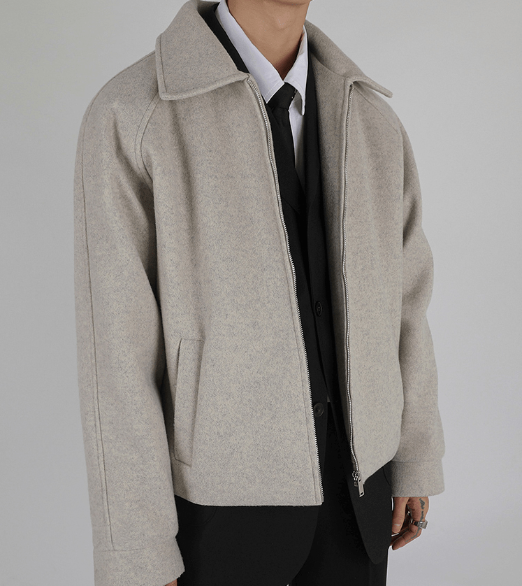 "WOOLEN" ZIP-UP COLLAR JK