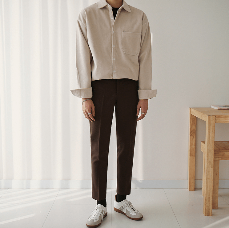 "DARK CREAM" CORDUROY COLLAR SHIRT