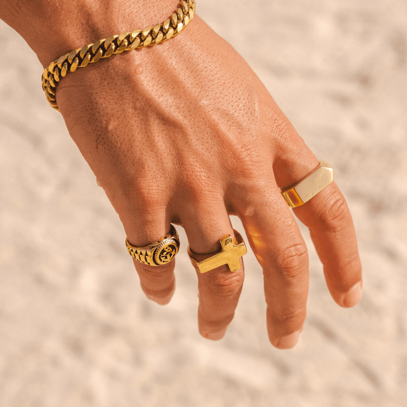 Hand bracelet with ring on sale gold