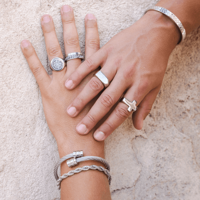 COMPASS RING - WHITE GOLD