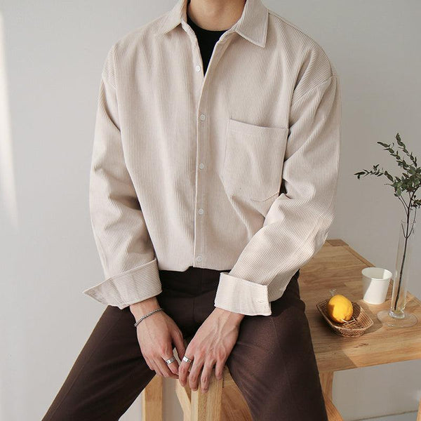 "DARK CREAM" CORDUROY COLLAR SHIRT