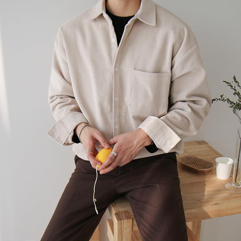 "DARK CREAM" CORDUROY COLLAR SHIRT