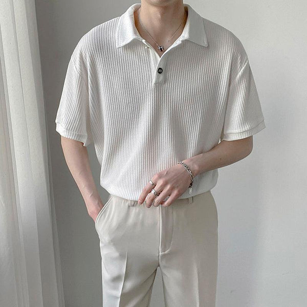 "KNITTED" SHORT SLEEVE COLLAR SHIRT