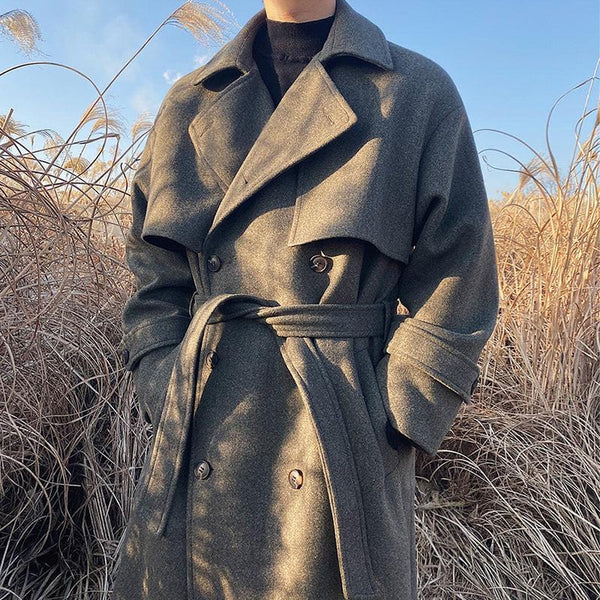 "WOOLEN" COLLAR BELT COAT JK