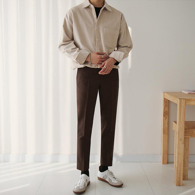 "DARK CREAM" CORDUROY COLLAR SHIRT