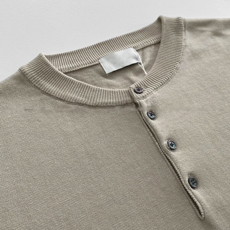 "KNIT" HENRY COLLAR SHORT SLEEVE