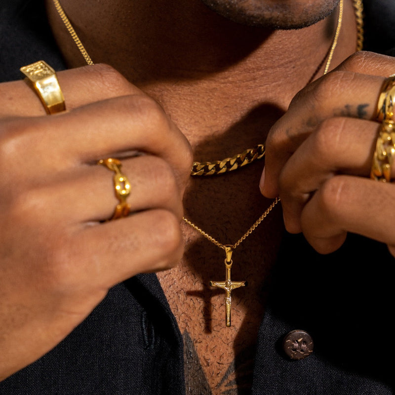 Gold rope chain hot sale with crucifix