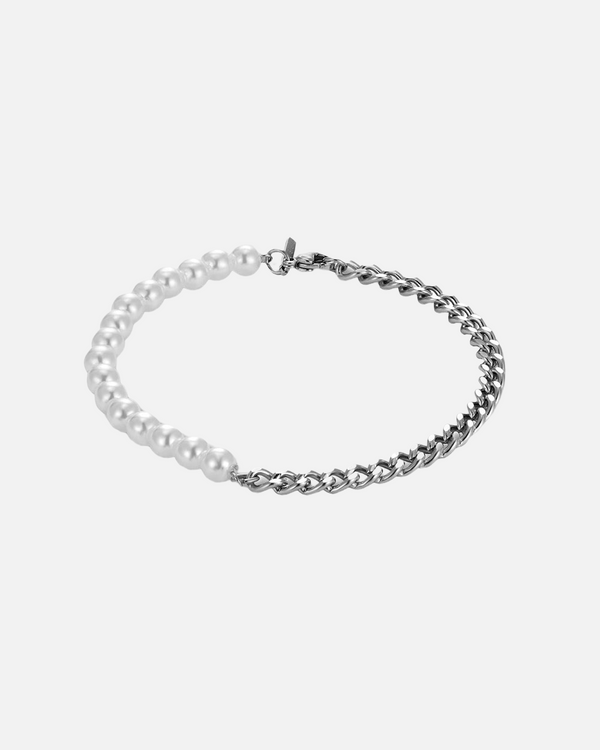 CUBAN PEARL BRACELET - WHITE GOLD