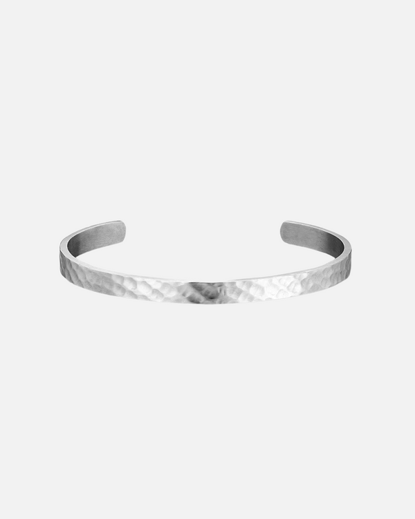 "OZI" HAMMERED CUFF BRACELET - WHITE GOLD