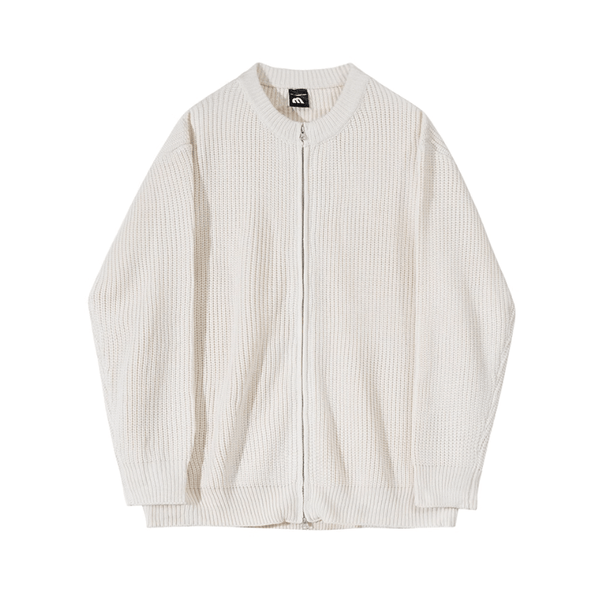 "CREAM" KNITTED FULL ZIP-UP SWEATER